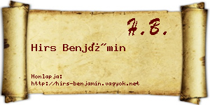 Hirs Benjámin névjegykártya
